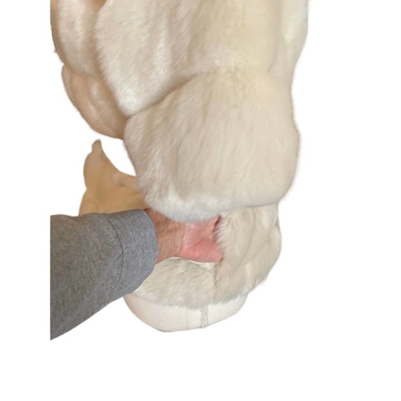 MM Couture by Miss Me Womens Faux Fur Jacket Tie-Waist 3/4 Sleeve Size S Cream - Picture 7 of 13